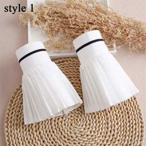 Chemisiers Et Chandails En Corne Plissés Noirs Et Blancs, Fausse Manche De Coude, Chemisier Détachable, Décorations De Vêtements