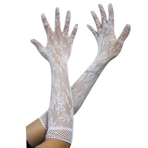 Gants Longs En Dentelle Ajourés, Sans Doigts, Jacquard, Résille, Maille Guantes, En Dentelle, Fins, Cyclisme, Sexy, Noirs, À Doigts Nus