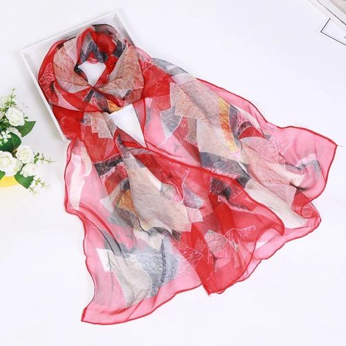 Foulard Georgette En Mousseline De Soie Pour Femmes, 160x50cm, Imprimé Feuille D'arbre, Hijabs Musulmans, Bandana, Châle De Plage, De Vacances, De Protection Solaire