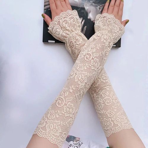 Manchons De Cyclisme En Dentelle Florale Pour Femmes, Manches De Glace, Uv, Été, Fins, Longs, Respirants, Frais, Gants De Conduite Sans Doigts