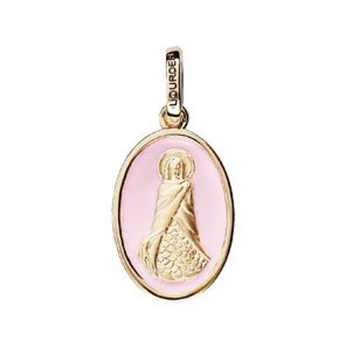 Pendentif Plaqué Or Ovale Sainte-Sara Fond Rose Pale