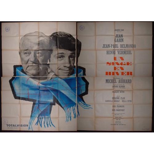 Jean Gabin * Un Singe En Hiver * Film 1962 Henri Verneuil - Affiche De Cinéma Originale Française 240x320 Cm * Dessin Jouineau Bourduge * Jean Gabin ; Jean-Paul Belmondo ; Suzanne Flon, Noël Roquevert