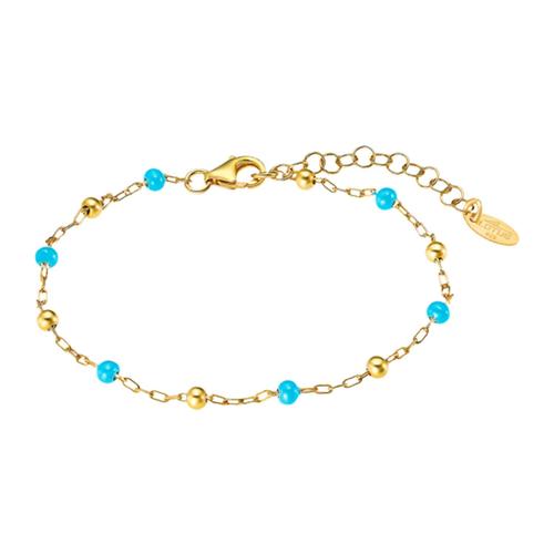 Bracelet Souple Lotus Silver Doré Et Perles Turquoise
