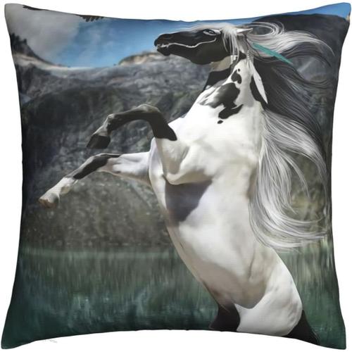 Housse De Coussin Avec Cheval De Sympathie - Taie D'oreiller Décorative Pour Décoration De Ferme, Décoration De Vacances, Décoration De Canapé, Décoration D'intérieur, Cheval Et A