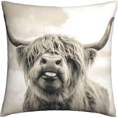 Highland Cow Housses De Coussin X Taies D'oreiller Décoratives Pour Décorations De Ferme, Décoration De Vacances, Décoration De Canapé, Décoration D'intérieur, Vache Highland