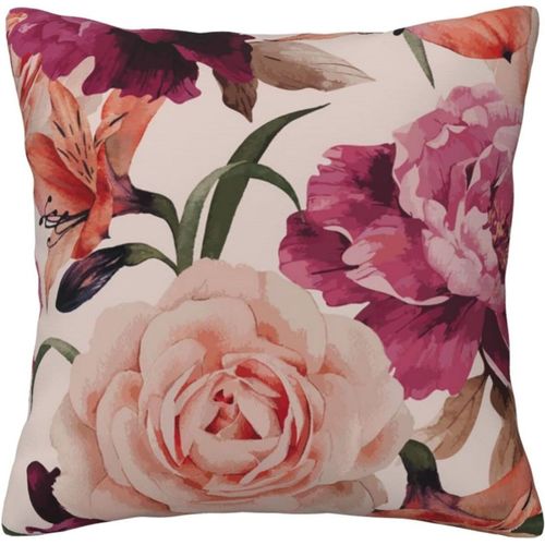 Housse De Taie D'oreiller En Coton Imprimé À Fleurs Roses, Taie D'oreiller Décorative, Protection Pour Chambre Et Canapé