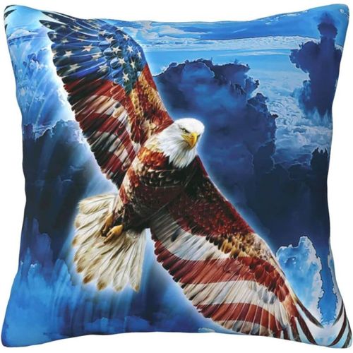 Housse De Taie D'oreiller En Forme D'aigle Américain, Taie D'oreiller Décorative En Coton Imprimé, Protection Pour Chambre, Canapé, Noir