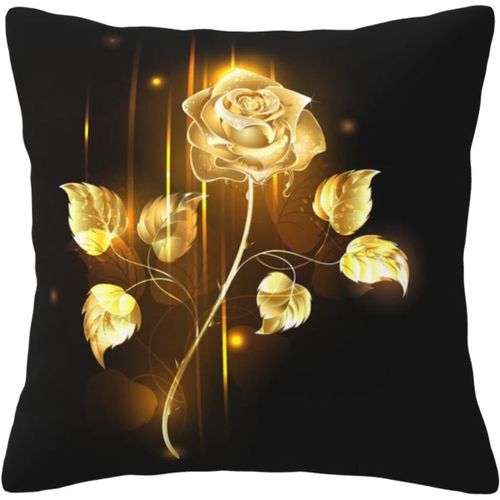Housse De Taie D'oreiller En Coton Imprimé Rose Doré, Taie D'oreiller Décorative, Protection Pour Chambre, Canapé, Noir