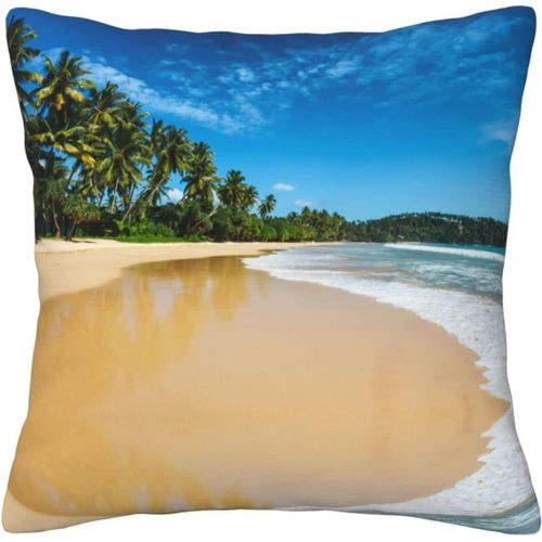 Housse De Taie D'oreiller De Plage Ondulée, Taie D'oreiller Décorative En Coton Imprimé, Protection Pour Chambre, Canapé, Noir