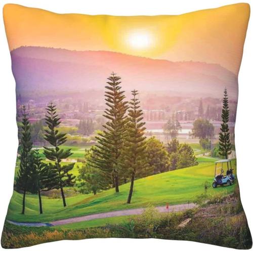 Taie D'oreiller En Coton Imprimé Golf Resort Park, Taie D'oreiller Décorative, Protection Pour Chambre, Canapé, Noir
