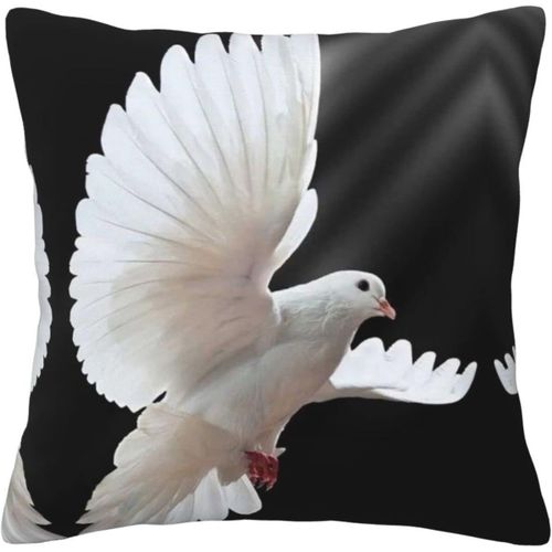 Housse De Taie D'oreiller En Forme De Colombe Volante, Taie D'oreiller Décorative En Coton Imprimé, Protection Pour Chambre, Canapé, Noir