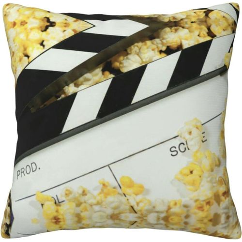 Housse De Taie D'oreiller En Coton Imprimé, Taie D'oreiller Décorative En Forme De Planches De Cinéma Et De Pop-Corn, Protection Pour Canapé De Chambreblackx