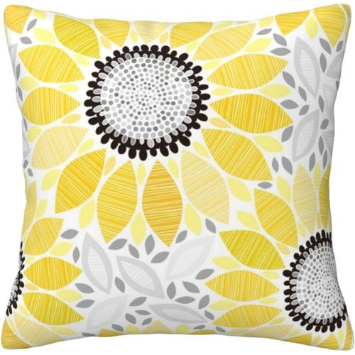 Housse De Taie D'oreiller En Coton Imprimé Tournesols Abstraits, Taie D'oreiller Décorative, Protection Pour Chambre, Canapé, Noir