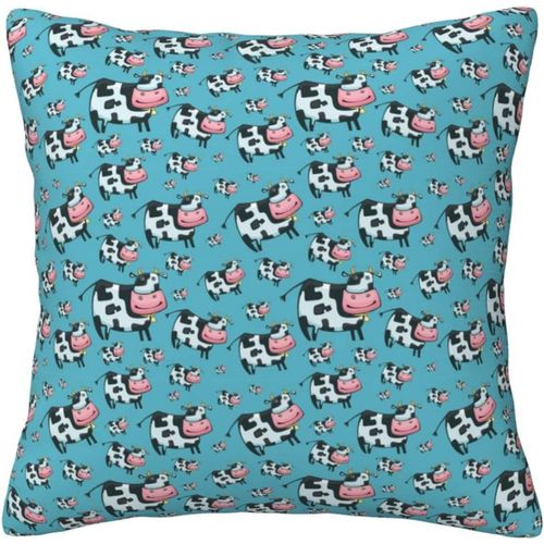 Housse De Taie D'oreiller En Coton Imprimé Vache, Taie D'oreiller Décorative, Protection Pour Chambre, Canapé, Noir