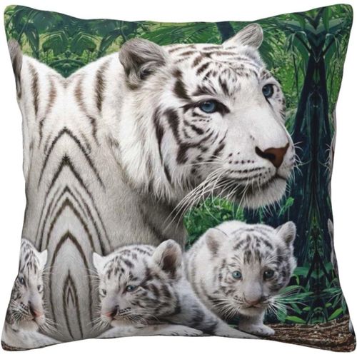 Housse De Taie D'oreiller En Coton Imprimé Tigre, Taie D'oreiller Décorative, Protection Pour Chambre, Canapé, Noir