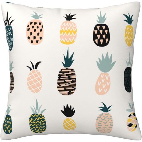 Housse De Taie D'oreiller En Coton Imprimé Ananas, Taie D'oreiller Décorative, Protection Pour Chambre, Canapé, Noir