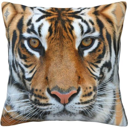 Housse De Taie D'oreiller Tête De Tigre, Taie D'oreiller Décorative En Coton Imprimé, Protection Pour Chambre, Canapé, Noir