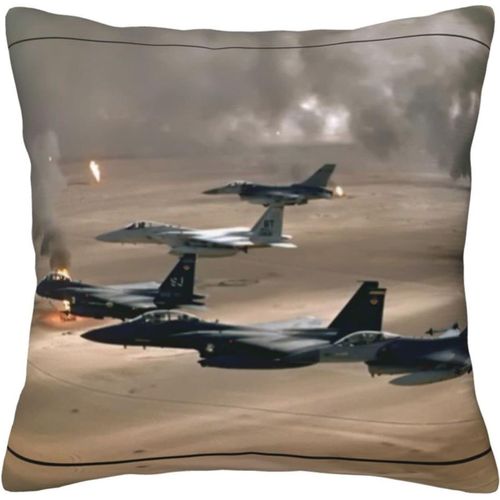 Housse De Taie D'oreiller En Forme D'avion De Guerre, Taie D'oreiller Décorative En Coton Imprimé, Protection Pour Chambre, Canapé, Noir