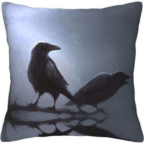 Ravens ? Housse De Taie D'oreiller En Coton Imprimé, Taie D'oreiller Décorative, Protection Pour Chambre, Canapé, Noir