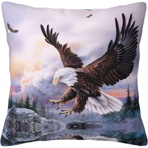 Housse De Taie D'oreiller En Forme D'aigle À Tête Blanche, Décorative, Imprimée, Pour Chambre Et Canapé, Cmxcm