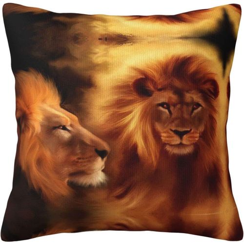 Housse De Taie D'oreiller Lion Jaune, Taie D'oreiller Décorative Imprimée Pour Chambre Et Canapé Cmxcm