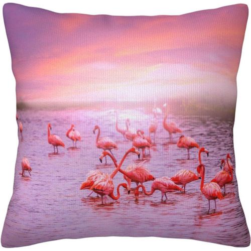 Housse De Taie D'oreiller Flamants Roses, Décorative, Imprimée, Pour Chambre Et Canapé, Cmxcm