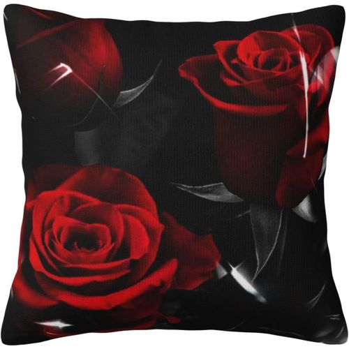 Housse De Taie D'oreiller Rose Rouge, Taie D'oreiller Décorative Imprimée Pour Chambre Et Canapé Cmxcm