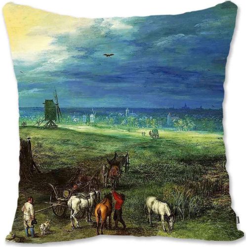 Taie D'oreiller Décorative, Housse De Protection, Art Paysager Baroque, Jan Brueghel L'ancien, Paysage Avec Un Moulin Be