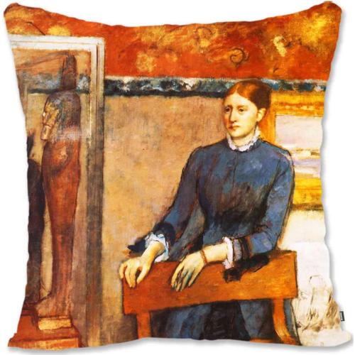 Housse De Coussin Décorative - Portrait Impressionniste - Cézanne - Le Père De L'artiste Lisant L'événement Ce-Helen Rouart Dans Le Bureau De Son Père, Mme Marin De