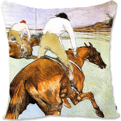 Housse De Coussin Décorative Jockey Art - Toulouse-Lautrec - Artilleur Et Son Cheval Hd-The Jockey Hd