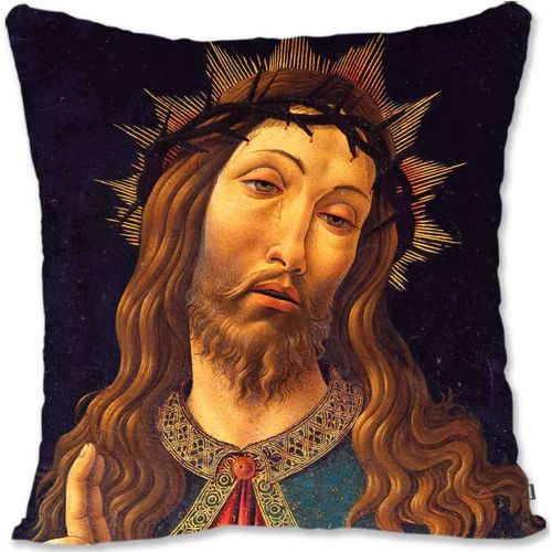 Housse De Taie D'oreiller Décorative Protectrice Renaissance Portrait Art - Botticelli - Dame Connue Sous Le Nom De Smeralda Bandinelli Sb-Christ Couronné D'épines Sb
