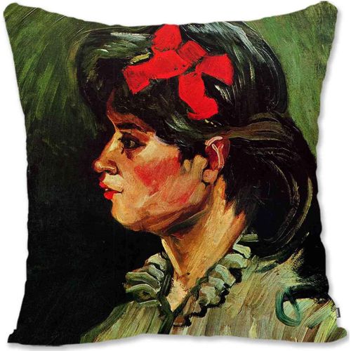 Taie D'oreiller Décorative, Housse De Protection, Portrait De Femme Impressionniste, Art - Van Gogh - Portrait D'adeline Ravoux Vg-Portrait D'une Femme Avec Ruban Rouge Vg