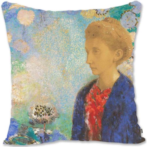 Taie D'oreiller Décorative, Housse De Protection, Portrait De Femme Impressionniste, Art - Redon - Portrait De La Baronne Robert De Domecy () Rd