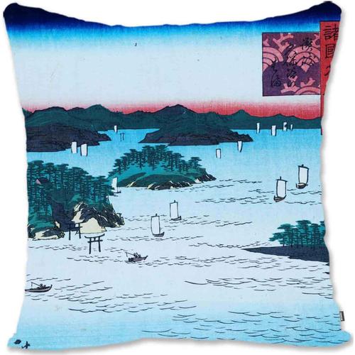 Housse De Protection Décorative Pour Taie D'oreiller ? Hiroshige I ? Noto Taki Ura De Scènes Célèbres Soixante États Uh-Sanuki De La Série Cent Vues Célèbres Diverses Provinces Uh