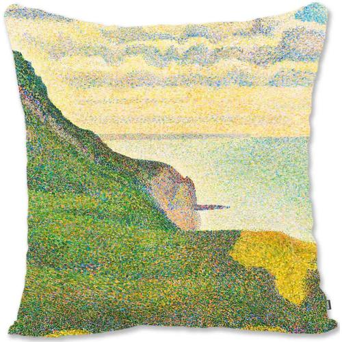 Housse De Coussin Décorative Pointillisme Art Paysager - Seurat - Little Philip Fort Sr-Paysage Marin À Port En Bessin Normandie Sr