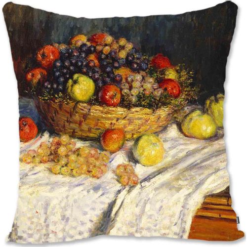 Taie D'oreiller Décorative, Housse De Protection, Art Nature Morte, Monet, Panier De Fruits Avec Pommes Et Raisins Mo