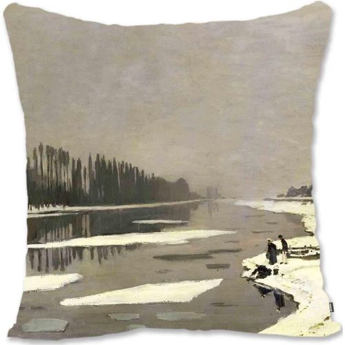 Housse De Taie D'oreiller Décorative, Art Paysager, Monet, La Creuse, Temps Sombre, Mo-Glace Sur La Seine À Bougival, Mo