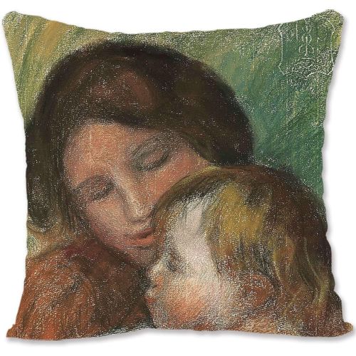Housse De Coussin Décorative, Art Nu, Renoir, Nu Couché Sur Le Dos, Vu Sur Le Fond, Ocre Re-Suzanne Et Jean Re