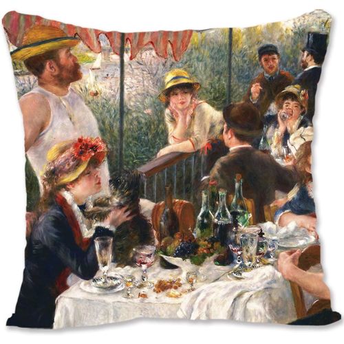 Housse De Coussin Décorative, Art Nu, Renoir, Nu Couché Sur Le Dos Vu Sur Fond Ocre Re-Déjeuner De La Fête Nautique Re