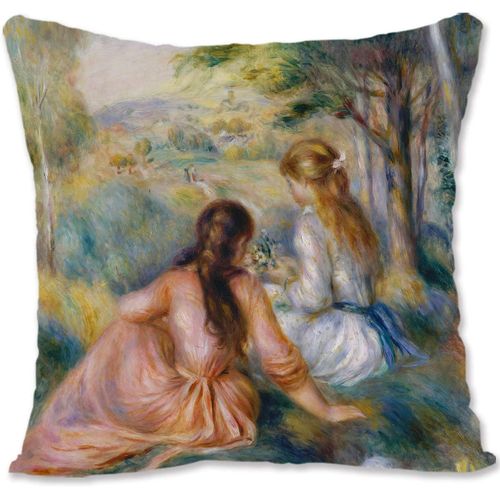 Housse De Coussin Décorative, Art Nu, Renoir, Nu Couché Sur Le Dos, Vu Sur Le Fond, Ocre Re-In The Meadow Re