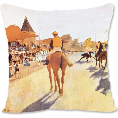 Housse De Coussin Décorative Art Nu - Renoir - Nu Allongé Dos Vu Sur Fond Ocre Re-Devant Les Tribunes De