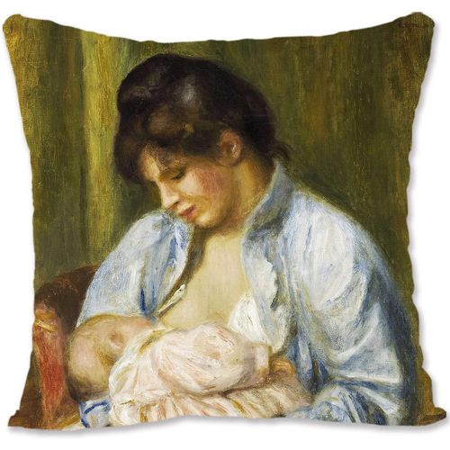 Housse De Coussin Décorative, Art Nu, Renoir, Nu Couché, Vu Sur Le Fond, Ocre Re-A, Femme Allaitant Un Enfant