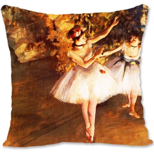 Housse De Coussin Décorative Art Nu - Renoir - Nu Allongé Dos Vu Sur Fond Ocre Re-Deux Danseurs Sur Scène De