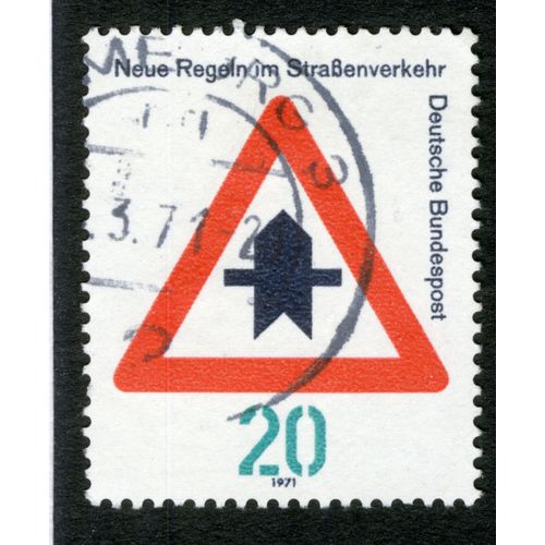 Timbre Oblitéré Deutsche Bundespost, Neue Regeln Im Strassenverkehr, 20, 1971