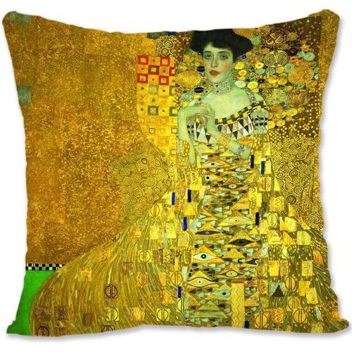 Taie D'oreiller Décorative, Couverture People Art-Klimt-Portrait D'une Dame Gk-Portrait D'adele Bloch-Bauer I Gk