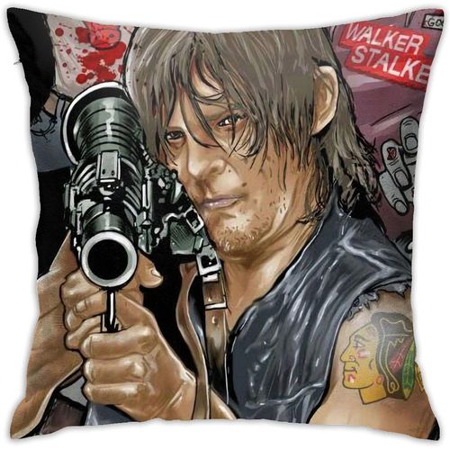 Housse De Coussin Norman Reedus Daryl Dixon En Polyester Doux Et Décoratif Carré - Housse De Coussin De Luxe Pour Salon, Canapé, Chambre À Coucher, Voiture