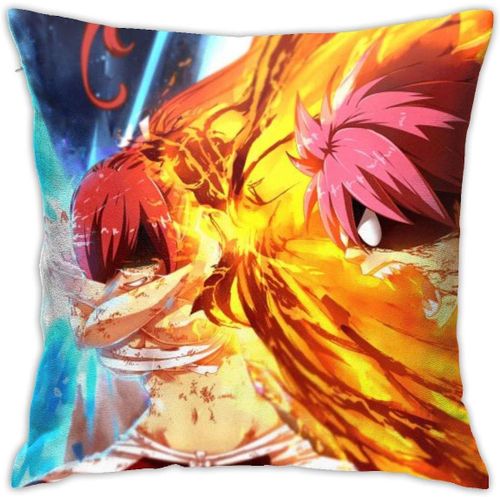 Fairy Tail Anime Housse De Coussin Respirante De Luxe, 45,7 X 45,7 Cm, Décoration De Maison, Salon, Canapé, Siège De Voiture, Taie D'oreiller Carrée En Polyester Doux