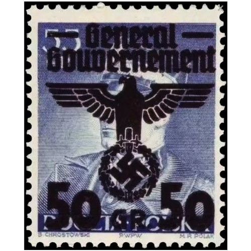 Pologne, Occupation Allemande 1940, General Gouvernement, Beau Timbre Neuf* Yvert 44, Timbre Polonais D'Avant Guerre Surchargé Grand Aigle, Croix Gammée Et Nouvelle Valeur.