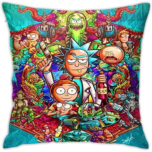 Rick Et Morty Housses De Coussin Carrées Tendance - Housses De Coussin Douces - Confortables Et Durables - Pour Canapé, Lit, Maison, Voiture - 45,7 X 45,7 Cm