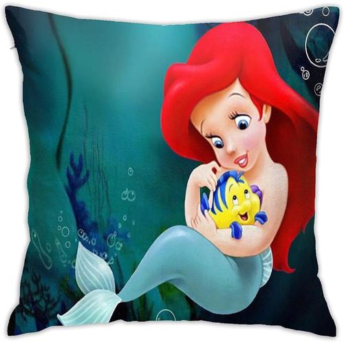 Housse De Coussin Princesse Ariel, Taie D'oreiller Carrée Tendance, Douce, Confortable Et Durable, Pour Canapé, Lit, Maison, Voiture, Décoration 45,7 X 45,7 Cm